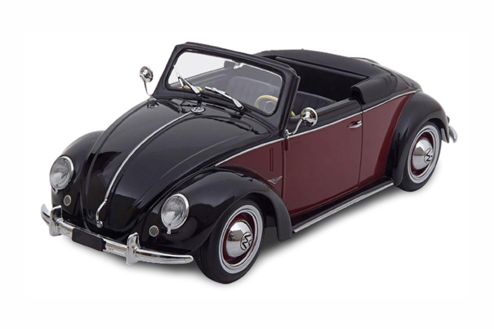 VW VOLKSWAGEN 1200 HEBMULLER CONVERTIBLE WITH REMOVABLE SOFTTOP 1949 BLACK DARKRED LIMITED EDITION 1000 PCS