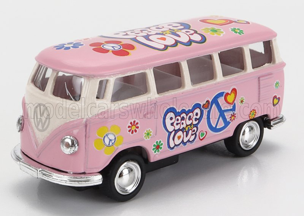 VW VOLKSWAGEN T1 SAMBA MINIBUS FLOWER 1962 - WITHOUT BOX, PINK (ДЛИНА МОДЕЛИ 6-10 СМ)