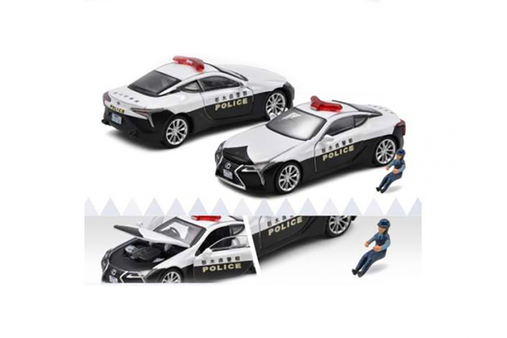 LEXUS LC500 *TOCHIGI POLICE* WITH DRIVER FIGURE, BLACK/WHITE (ДЛИНА МОДЕЛИ 6-10 СМ)