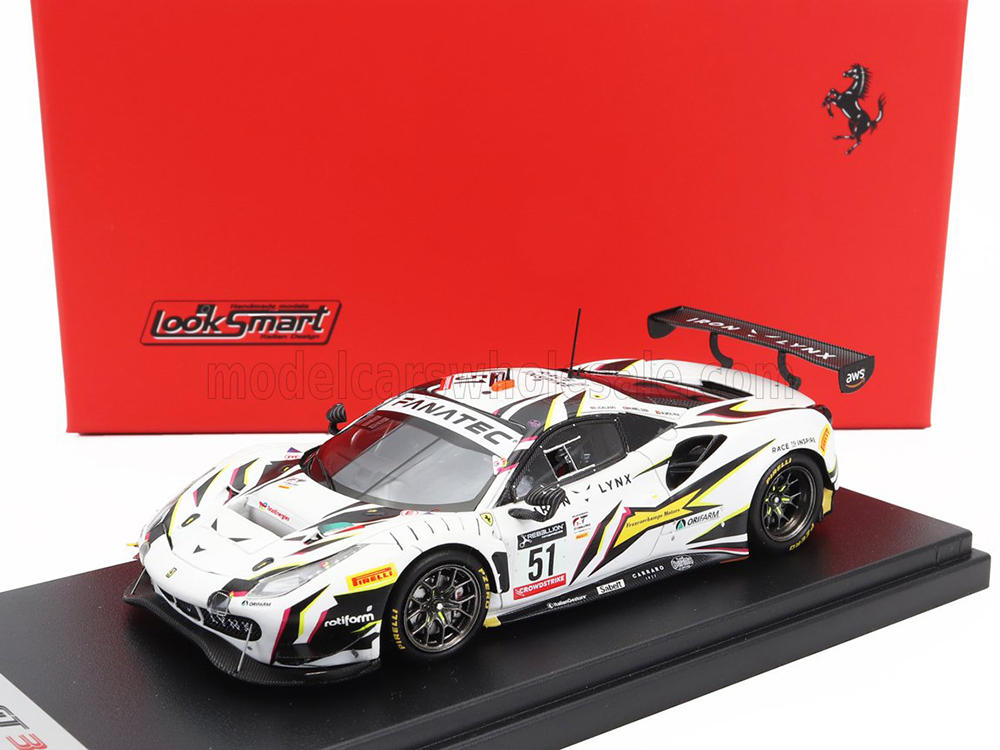 FERRARI 488 GT3 EVO 3.9L TURBO V8 TEAM IRON LYNX #51 9TH 24H SPA (2022) JAMES CALADO - MIGUEL MOLINA - NICKLAS NIELSEN, WHITE BLACK