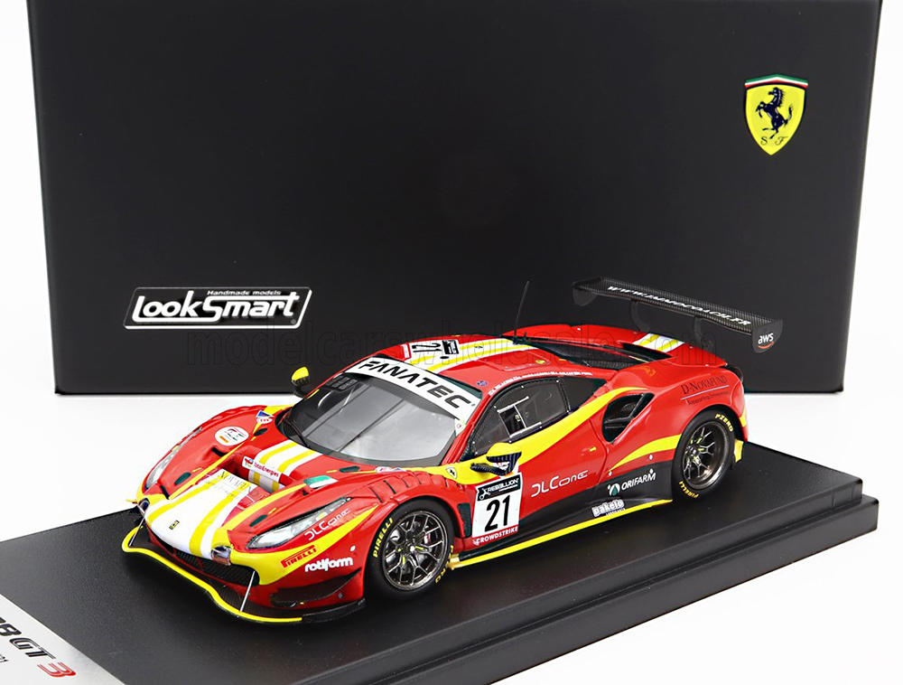 FERRARI 488 GT3 EVO 3.9L TURBO V8 TEAM AF CORSE #21 24H SPA (2022) ALESSANDRO BALZAN - HUGO DELACOUR - DAVID PEREL CEDRIC SBIRRAZZUOLI, RED YELLOW BLACK