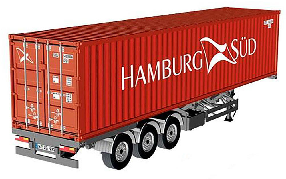 TRAILER WITH CONTAINER DARKGREY RED-BROWN WHITE / ПРИЦЕП С КОНТЕЙНЕРОМ ГАМБУРГЗЮД КОРИЧНЕВЫЙ