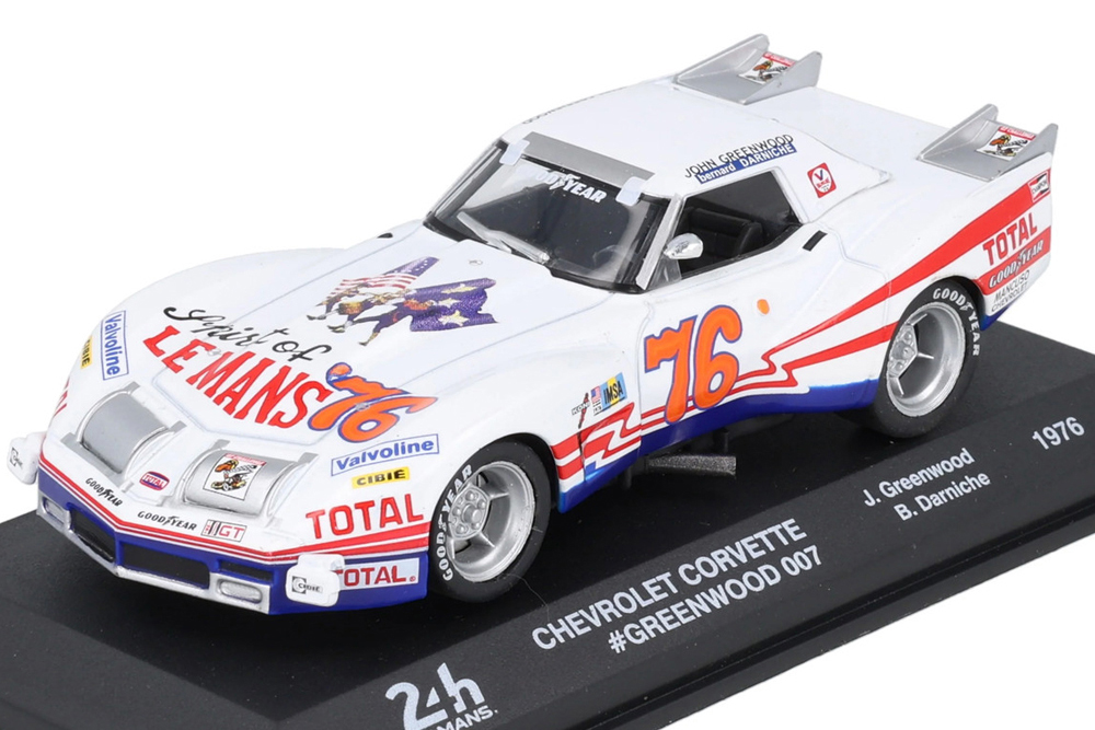 CHEVROLET CORVETTE #76 GREENWOOD 007 24 ЧАСА ЛЕ-МАНА J.GRENWOOD-B.DARNICHE 1976 / ШЕВРОЛЕ КОРВЕТ ГРИНВУД 007 24 ДЖ ГРЕНВУД-Б ДАРНИЧЕ БЕЛЫЙ