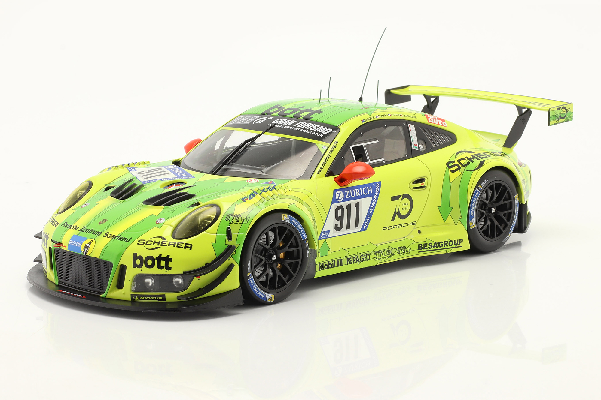PORSCHE 911 GT3 R #911 24H NÜRBURGRING 2018 MANTHEY GRELLO / ПОРШЕ 911 ГТ3 24 ЧАСА НЮРБУРГРИНГ MANTHEY ГРЕЛЛО