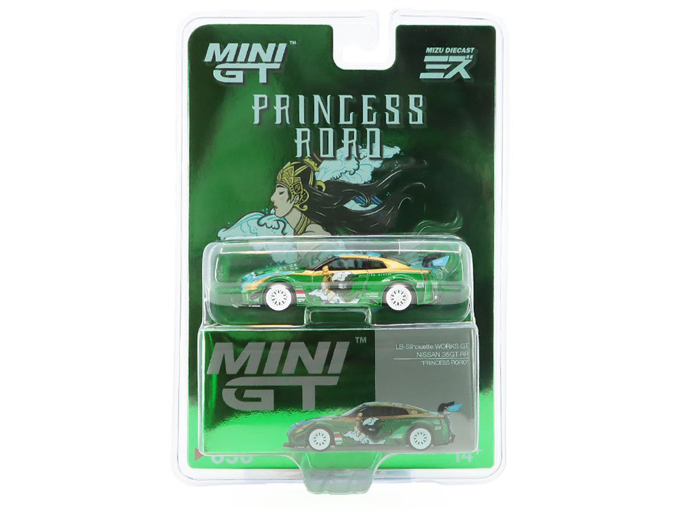 NISSAN GT 35GT-RR VER.2 RORO RHD LB SILHOUETTE WORKS, GREEN/GOLD (ДЛИНА МОДЕЛИ 6-10 СМ)