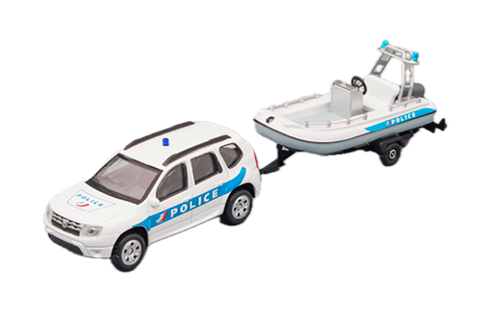 DACIA DUSTER POLICE CON CARRELLO E GOMMONE (2020) - TRAILER AND MOTORBOAT, WHITE LIGHT BLUE