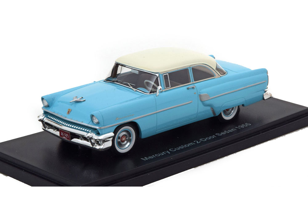 MERCURY CUSTOMS SEDAN 2-DOOR 1955 LIGHT BLUE/WHITE