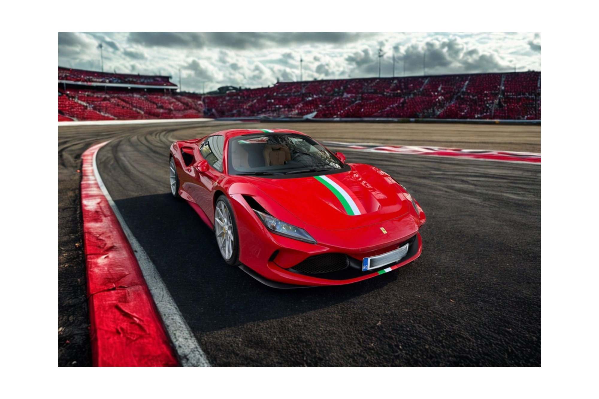 FERRARI F8 TRIBUTO SPIDER ROSSO CORSA WITH ITALIAN STRIPE / ФЕРРАРИ Ф8 ТРИБУТО СПАЙДЕР ИТАЛИАН ПОЛОСА 1:18 КРАСНЫЙ