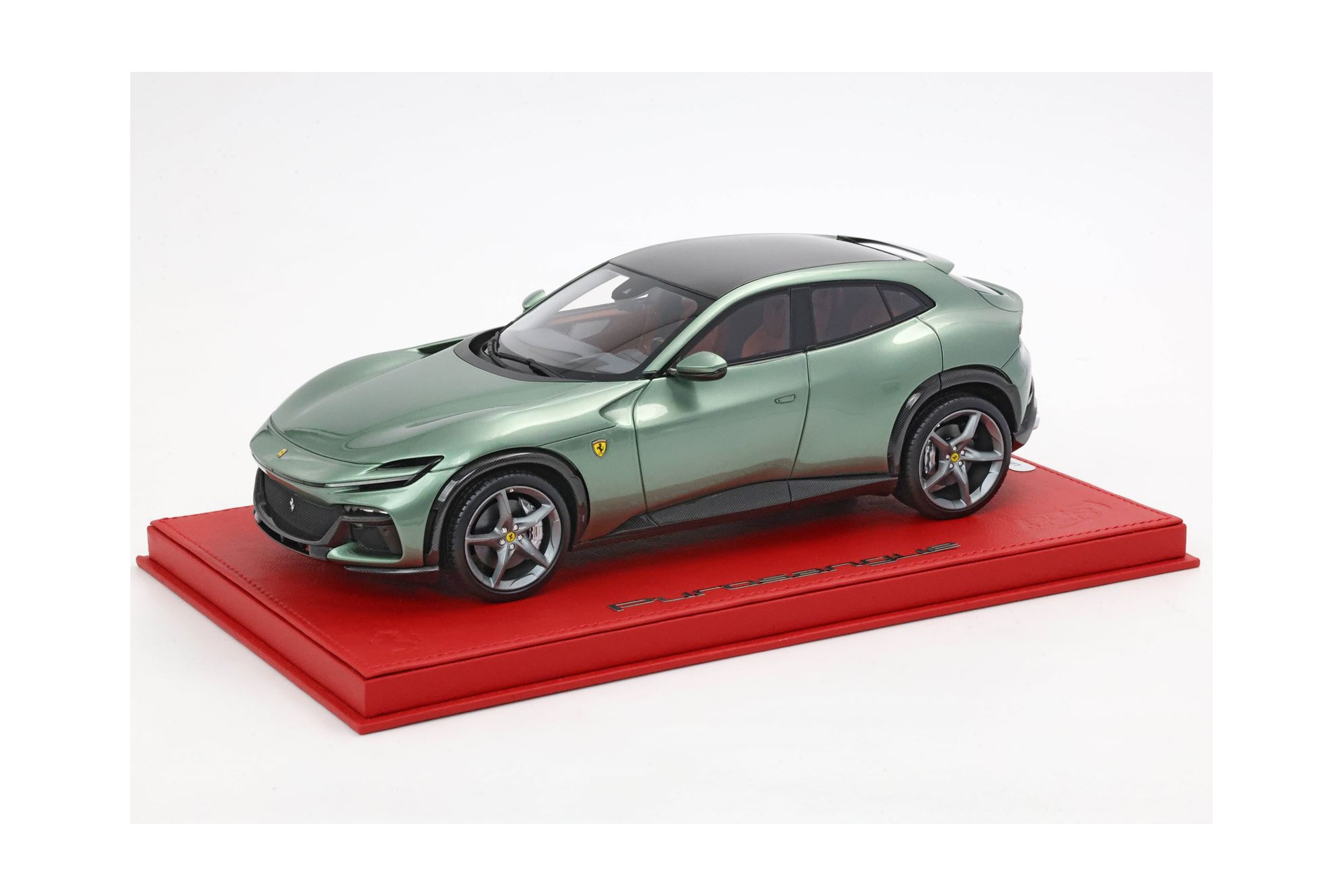 FERRARI PUROSANGUE PERSONAL CAR PIERO LARDI FERRARI DORA GREEN - CARBON ROOF - GENUINE LEATHER BASE / ФЕРРАРИ ПУРОСАНГВЕ ПЕРСОНАЛ КАР ПИЕРО ЛАРДИ ФЕРРАРИ ДОРА 1:18 ЗЕЛЕНЫЙ