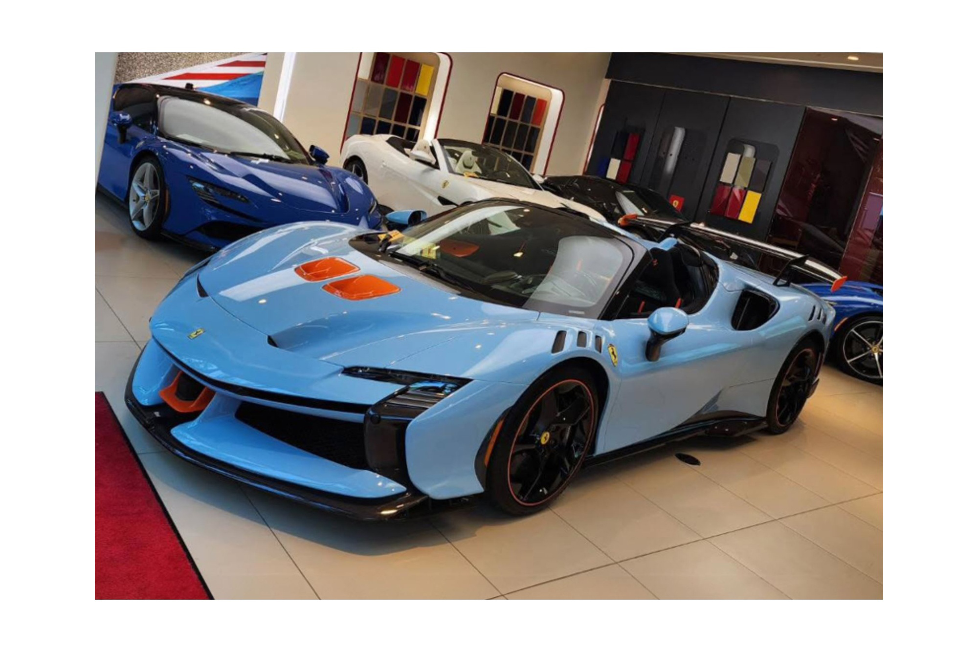 FERRARI SF90 XX SPIDER AZZURRO LA PLATA - ORANGE / ФЕРРАРИ СФ90 КСКС СПАЙДЕР ЛА ПЛАТА 1:18 ГОЛУБОЙ