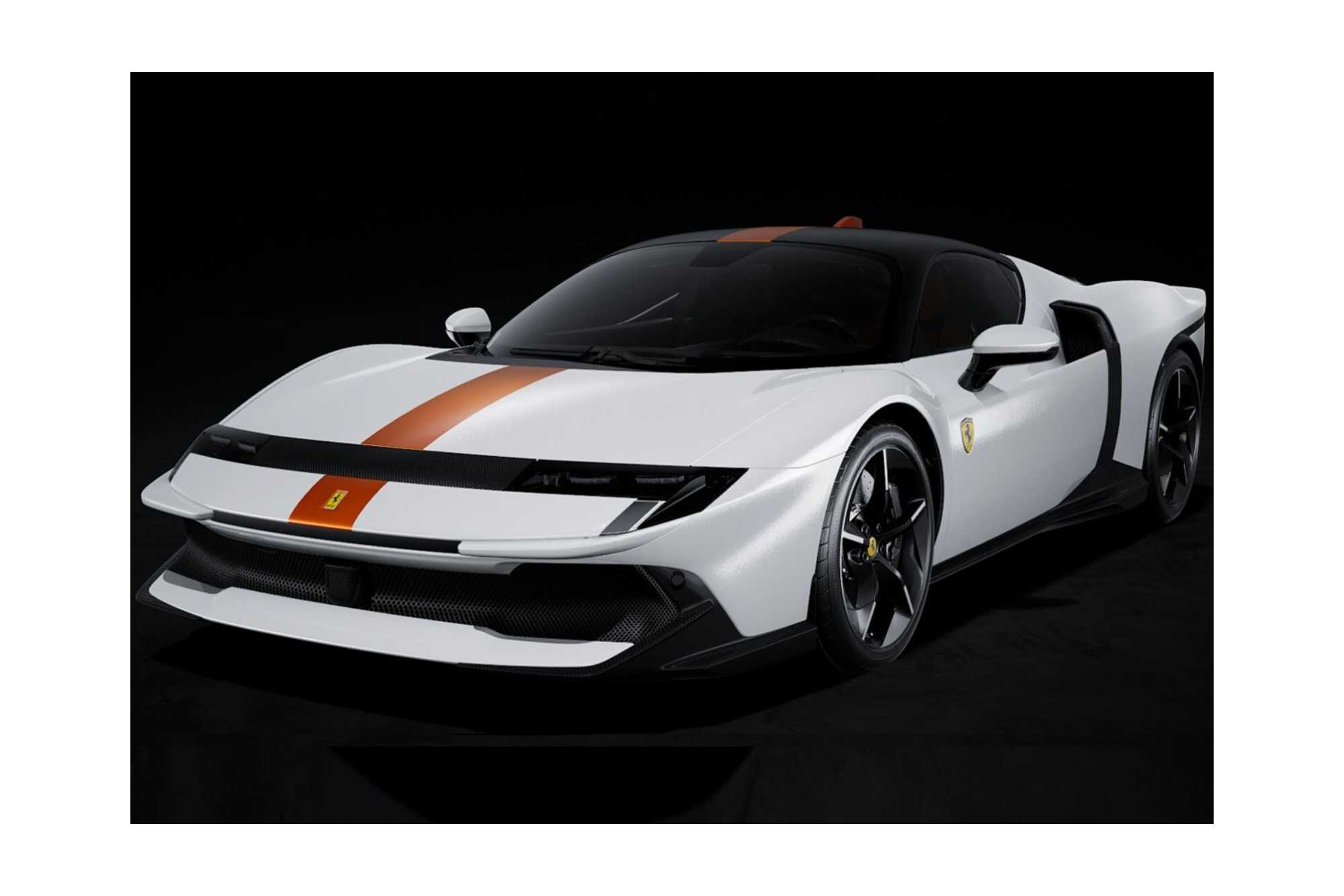 FERRARI 849 TESTAROSSA BIANCO ITALIA WITH GIALLO AMBRA STRIPE / ФЕРРАРИ 849 ТЕСТАРОССА ИТАЛИА АМБРА ПОЛОСА 1:18 ЖЕЛТЫЙ