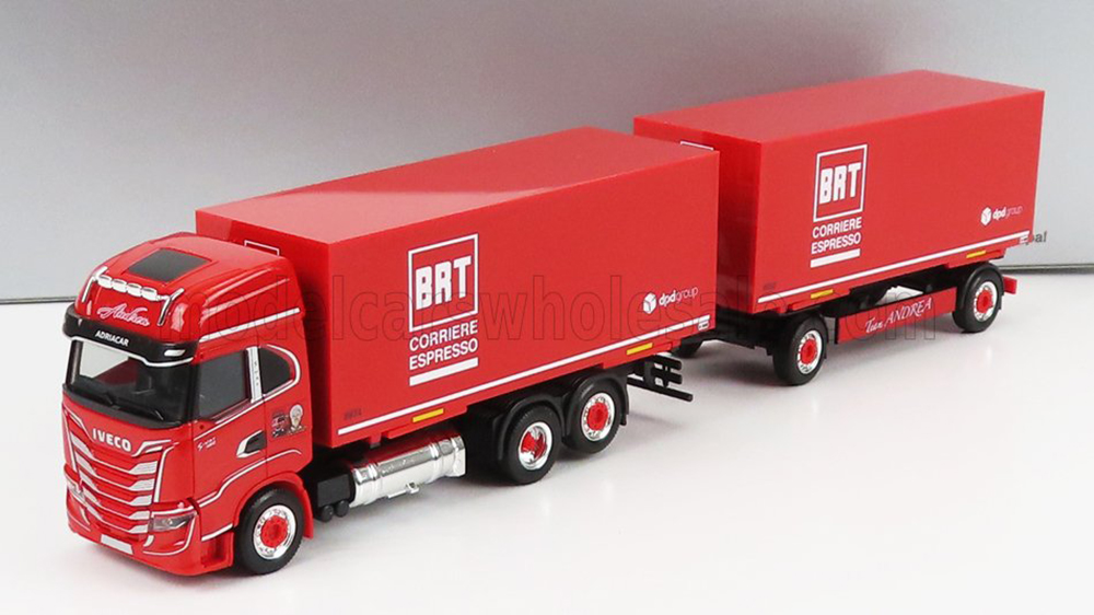IVECO FIAT S-WAY TRUCK BRT CORRIERE ESPRESSO 2022, RED (ДЛИНА МОДЕЛИ 3-5 СМ)