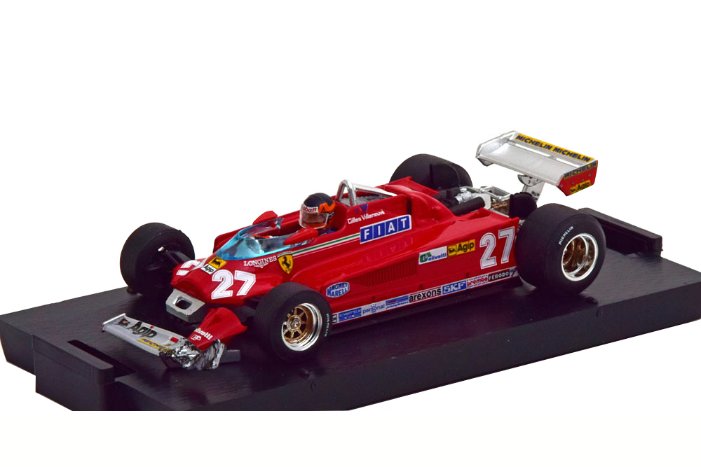 FERRARI 126 CK TURBO GP CANADA WITH DESTROYED SPOILER 1981 VILLENEUVE WITH DRIVER FIGURINE