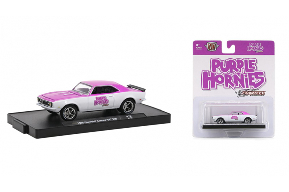 CHEVROLET CAMARO SS 350 WHITE AND PURPLE 1968 (ДЛИНА МОДЕЛИ 6-10 СМ)