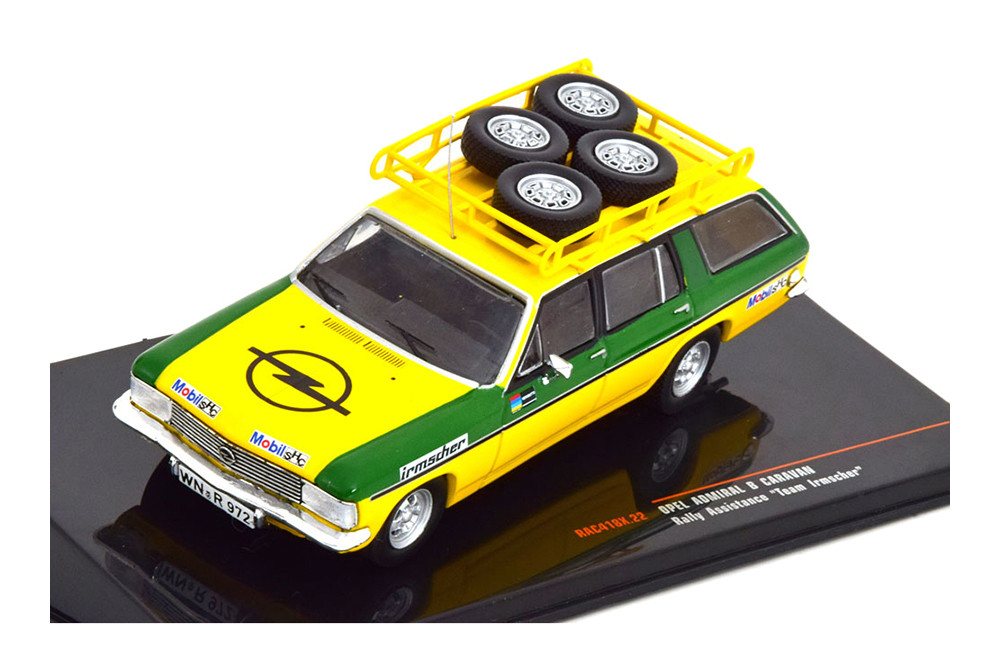 OPEL ADMIRAL B CARAVAN ТЕХНИЧКА TEAM IRMSCHER С БАГАЖНИКОМ И КОЛЕСАМИ НА КРЫШЕ 1974