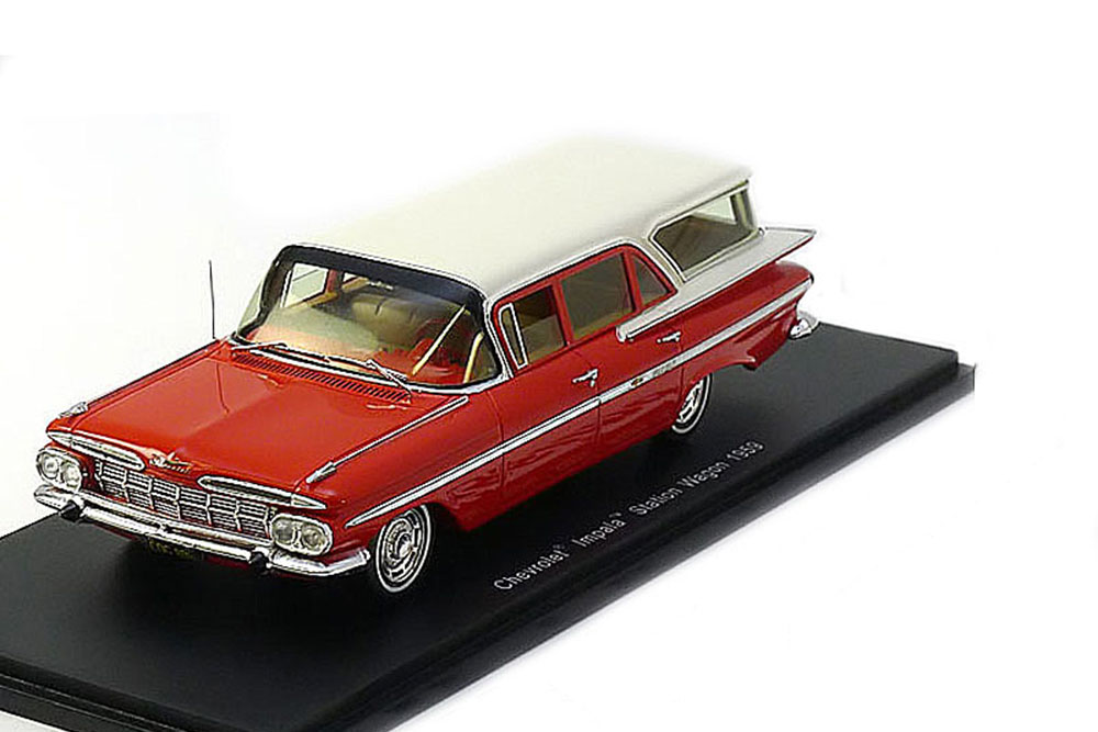 CHEVROLET IMPALA STATION WAGON 1959 RED WITH WHITE ROOF