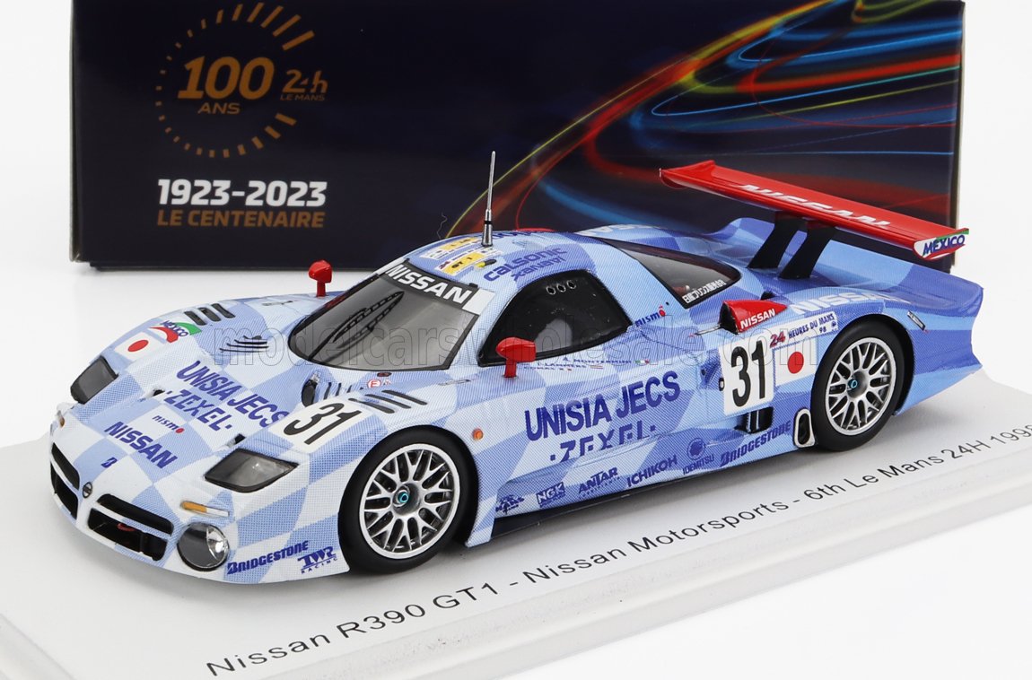 NISSAN R390 GT1 3.5L TURBO TEAM NISSAN MOTORSPORT N31 24H LE MANS (1998) A.MONTERMINI - E.COMAS - J.LAMMERS, LIGHT BLUE WHITE