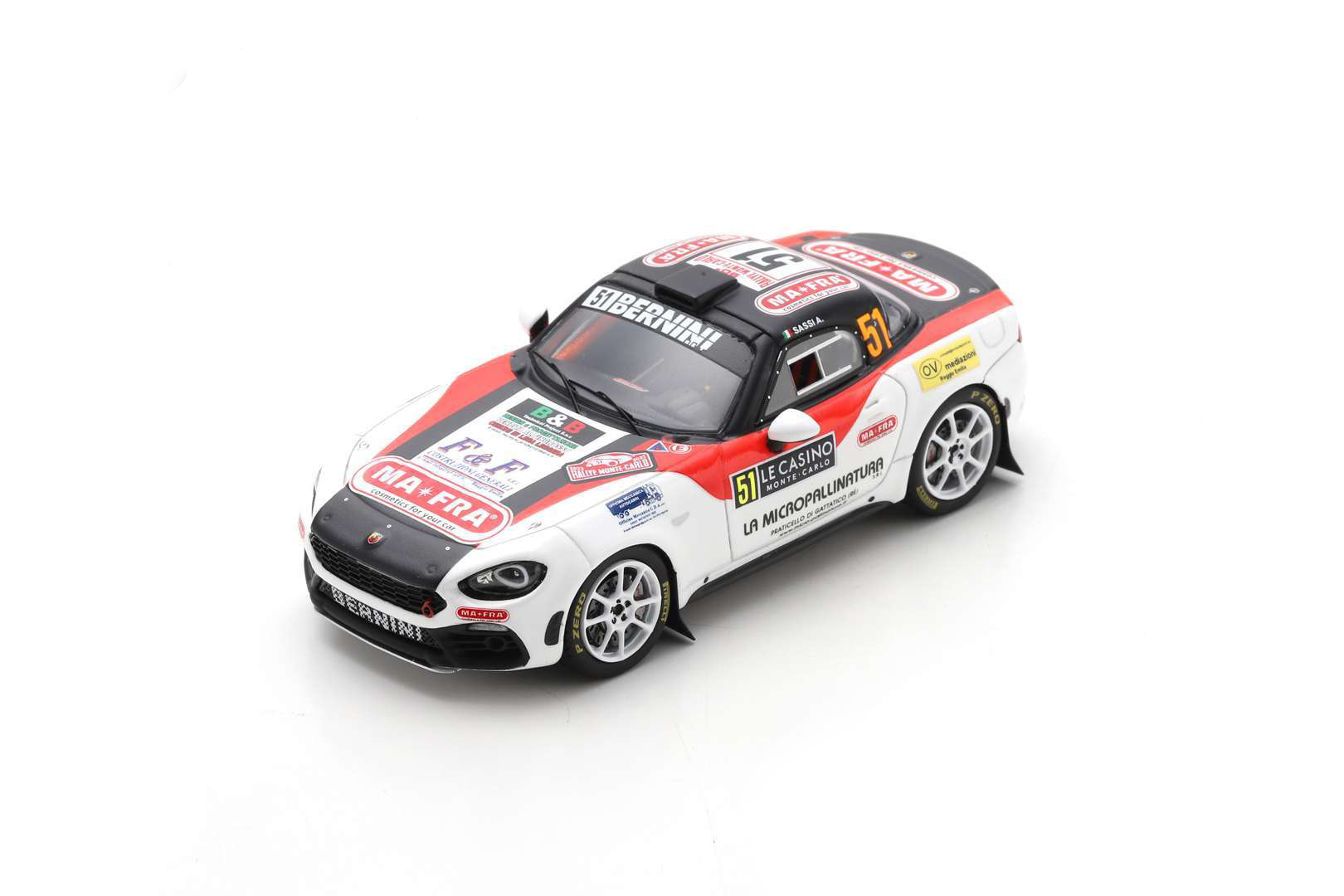 FIAT 124 RALLY RGT N51 RALLY MONTECARLO (2022) A.SASSI - ROMEI, WHITE RED BLACK