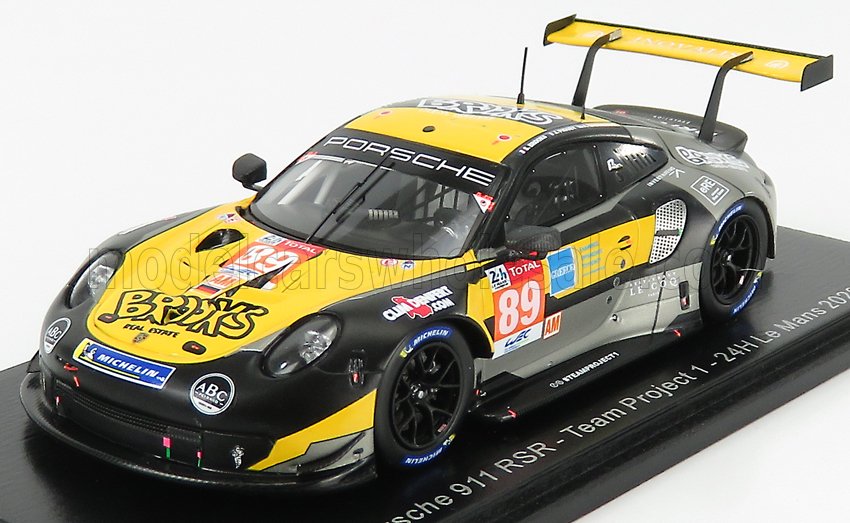 PORSCHE 911 991-2 RSR TEAM PROJECT 1 N89 24H LE MANS (2020) STEVE BROOKS - A.LASKARATOS - J.PIGUET, YELLOW BLACK