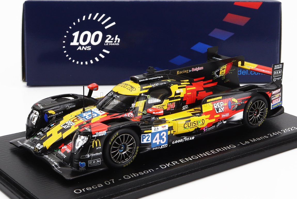 ORECA 07 GIBSON GK428 4.2L V8 TEAM DKR ENGINEERING N 43 24H LE MANS (2023) M.MARTIN - T.VAN ROMPUY - U.DE WILD, YELLOW RED WHITE BLACK