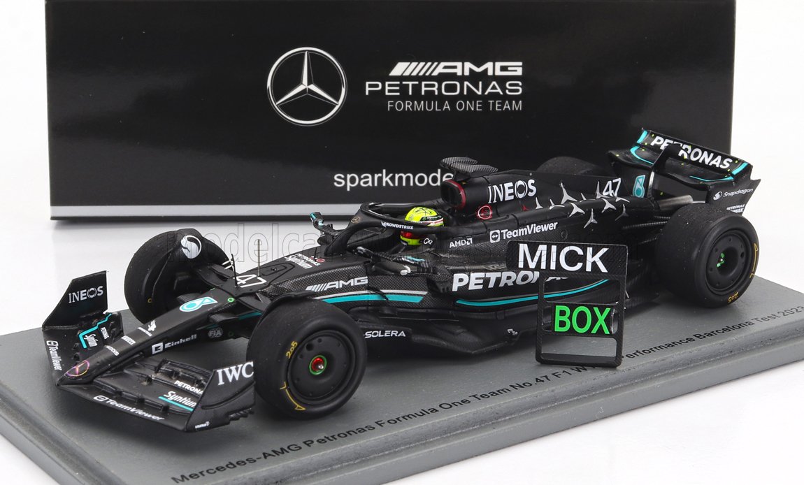 MERCEDES-BENZ GP F1 W14 TEAM MERCEDES-AMG PETRONAS FORMULA ONE N 47 TIRES TEST SPAIN GP (2023) MICK SCHUMACHER, MATT BLACK