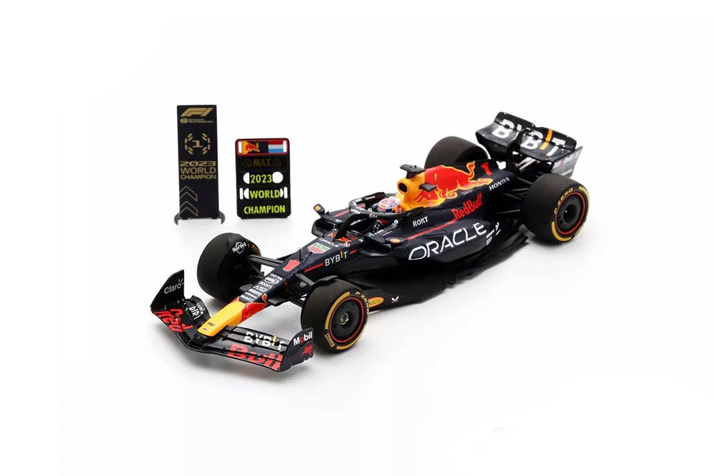 RED BULL F1 RB19 TEAM ORACLE RED BULL RACING №1 WORLD CHAMPION 2ND SPRINT RACE QATAR GP WITH PIT BOARD 2023 MAX VERSTAPPEN, MATT BLUE