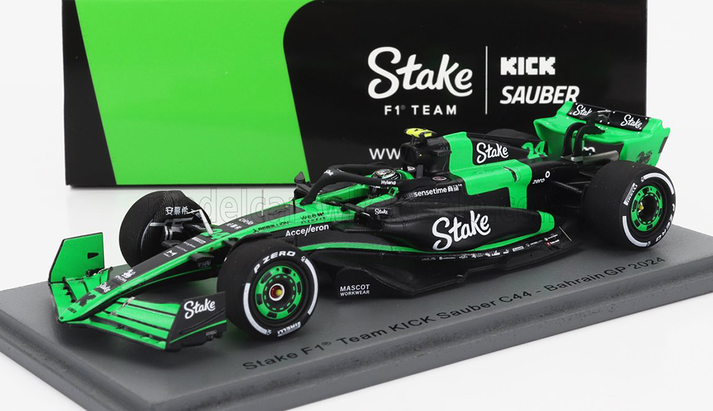 SAUBER F1 C44 TEAM STAKE KICK №24 BAHRAIN GP 2024 ZHOU GUANYU, GREEN BLACK