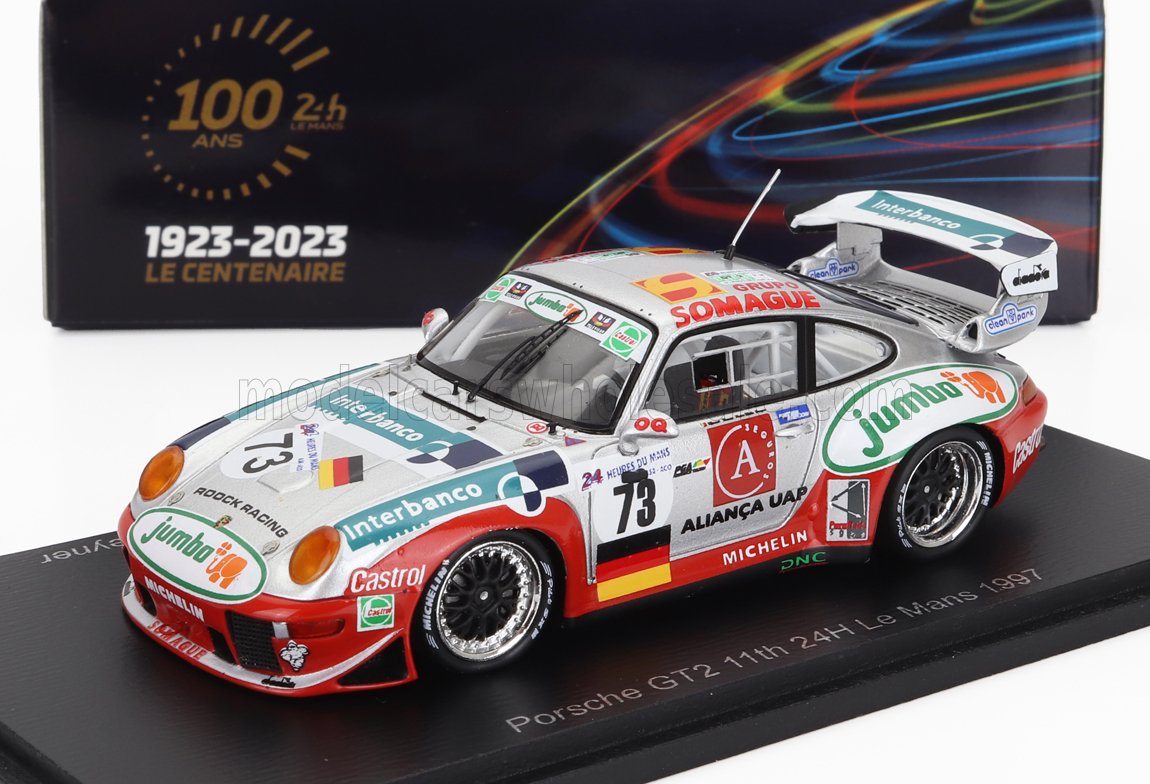 PORSCHE 911 993 GT2 3.6L TURBO TEAM ROOCK RACING #73 24H LE MANS (1997) M.MELLO-BREYNER - P.BELLO-BREYNER - T.MELLO-BREYNER, WHITE BLUE RED