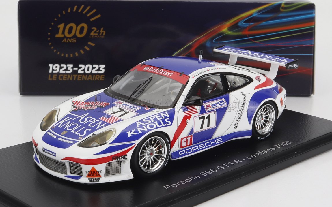 PORSCHE 911 996 GT3 R 3.6L TEAM COLUCCI RACING #71 24H LE MANS 2000 C.WAGNER - S.LEWIS - B.MAZZUOCCOLA, WHITE 2 TONE BLUE