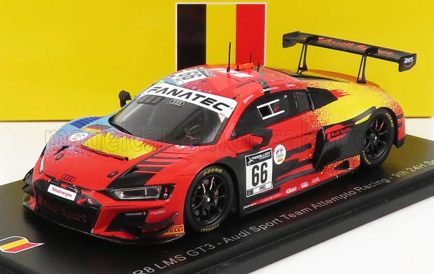 AUDI R8 LMS GT3 TEAM AUDI SPORT ATTEMPTO RACING N66 24H SPA (2021) M.DRUDI - D.MARSCHALL - C.MIES, ORANGE LIGHT BLUE