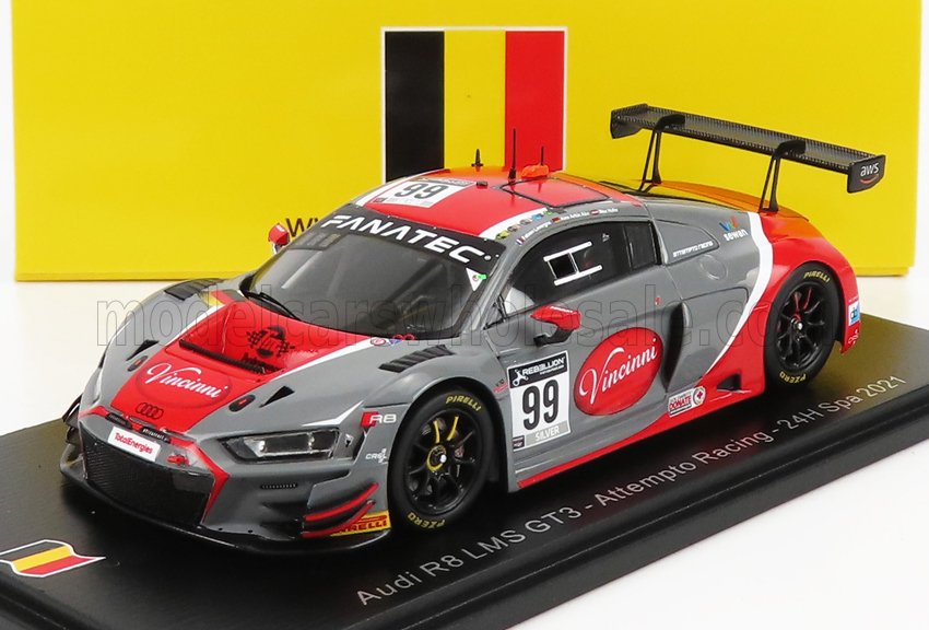AUDI R8 LMS GT3 TEAM AUDI SPORT ATTEMPTO RACING N99 24H SPA (2021) F.LAVERGNE - M.HOFER - A.AKA, GREY RED