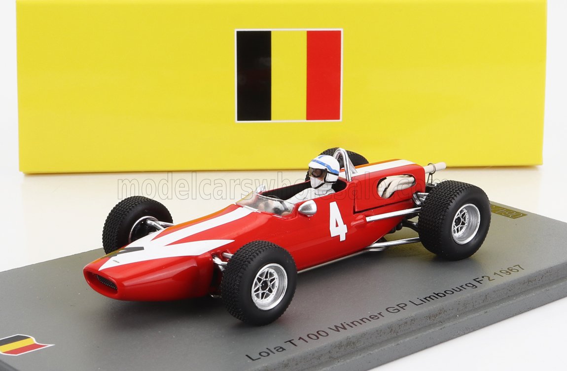 LOLA F2 T100 N 4 WINNER LIMBOURG GP (1967) J.SURTEES, RED WHITE