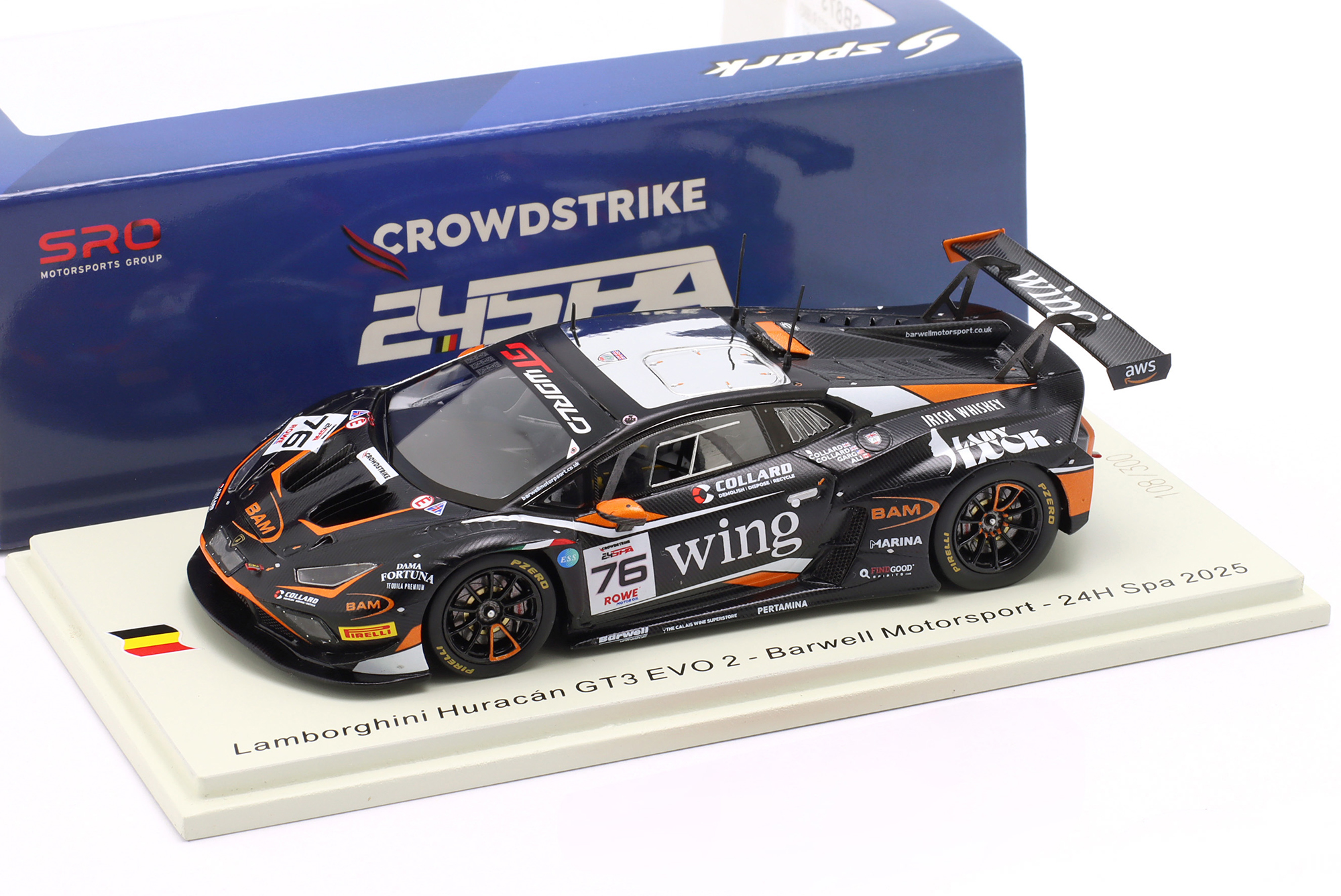 LAMBORGHINI HURACAN GT3 EVO 2 #76 24H SPA 2025 BARWELL MOTORSPORT / ЛАМБОРГИНИ УРАКАН ГТ3 ЭВО 2 24 ЧАСА СПА БАРВЕЛЛ МОТОРСПОРТ