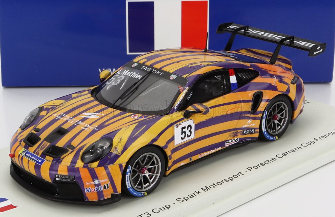 PORSCHE 911 991 GT3 CUP N53 PORSCHE CARRERA CUP FRANCE SPA (2021) ARTHUR MATHIEU, ORANGE PURPLE