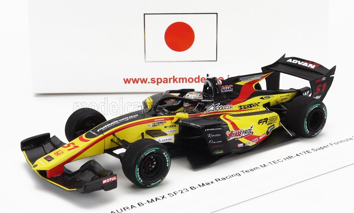 DALLARA SF23 HONDA M-TEC HR-417E TEAM B-MAX RACING #51 SUPER FORMULA SEASON (2023) RAOUL HYMAN, YELLOW RED BLACK