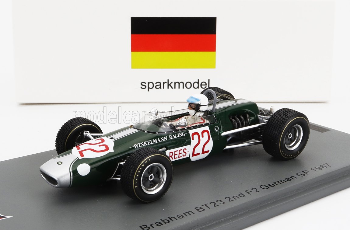 BRABHAM F2 BT23 #22 2ND GERMAN GP (1967) ALAN REES, GREEN WHITE