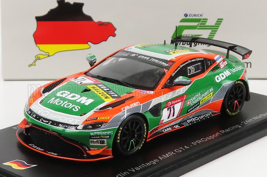 ASTON MARTIN VANTAGE AMR GT4 TEAM PROSPORT RACING N71 24H NURBURGRING (2021) G.DUMAREY - M.DUMAREY - A.WALKER - M.HESS, ORANGE BLACK GREEN
