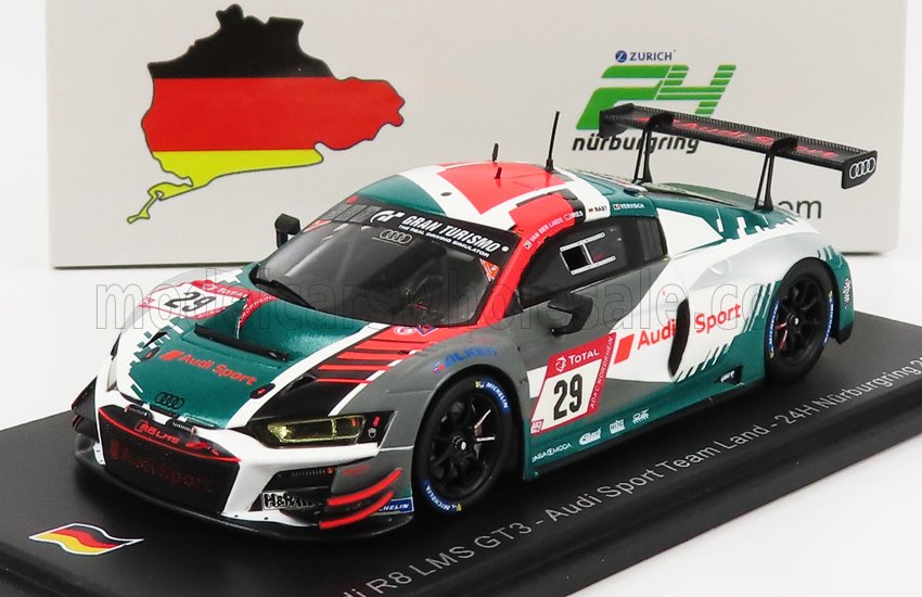 AUDI R8 LMS GT3 TEAM AUDI SPORT LAND N29 24H NURBURGRING (2021) C.MIES - K.VAN DER LINDE - R.RAST, WHITE GREY BLUE