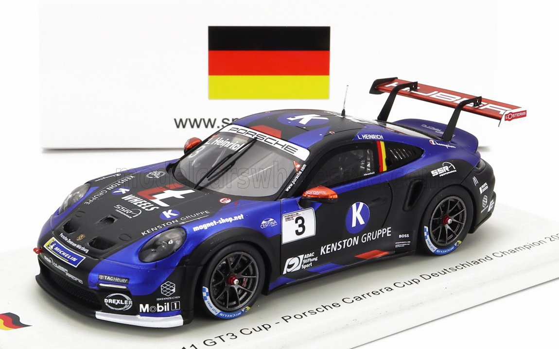 PORSCHE 911 991-2 GT3 TEAM KENSTON #3 CHAMPION GERMAN PORSCHE CARRERA CUP SEASON (2022) L.HEINRIE, BLACK