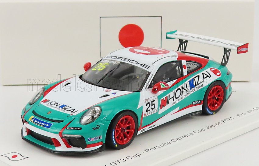 PORSCHE 911 991 GT3 CUP N25 PORSCHE CARRERA CUP JAPAN PRO-AM CHAMPION (2021) KIYOSHI UCHIYAMA, LIGHT BLUE WHITE