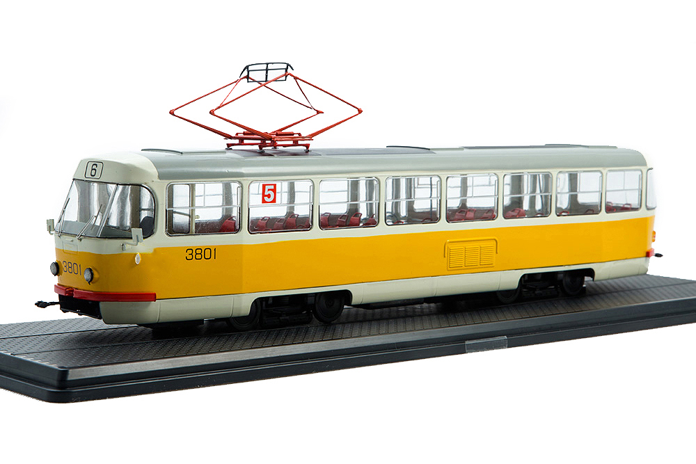ТРАМВАЙ TATRA-T3SU ЖЕЛТО-БЕЛЫЙ