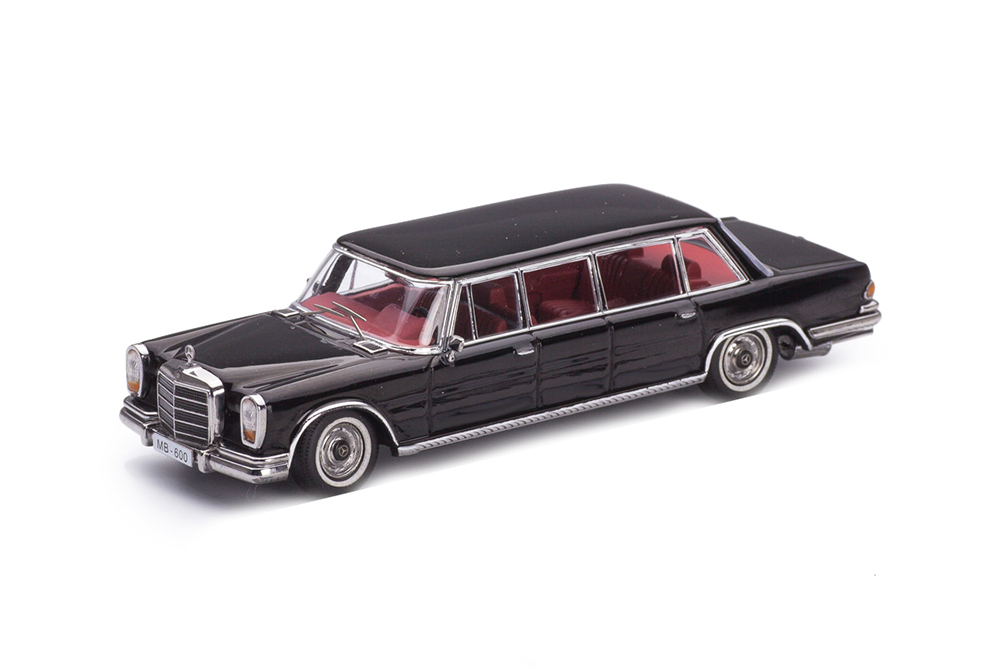 MERCEDES-BENZ 600 PULLMAN 1963 (W100) ЧЕРНЫЙ (ДЛИНА МОДЕЛИ 6-10 СМ)