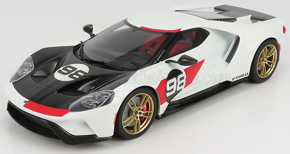 FORD GT N 98 (2021) - TRIBUTE 24H DAYTONA K.MILES L.RUBY (1966), WHITE CARBON RED