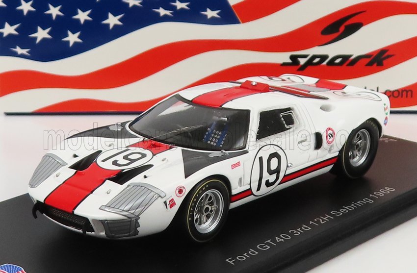 FORD GT40 MKIV 7.0L V8 #19 3RD 12H SEBRING (1966) S.SCOTT - P.REVSON, WHITE RED GREY