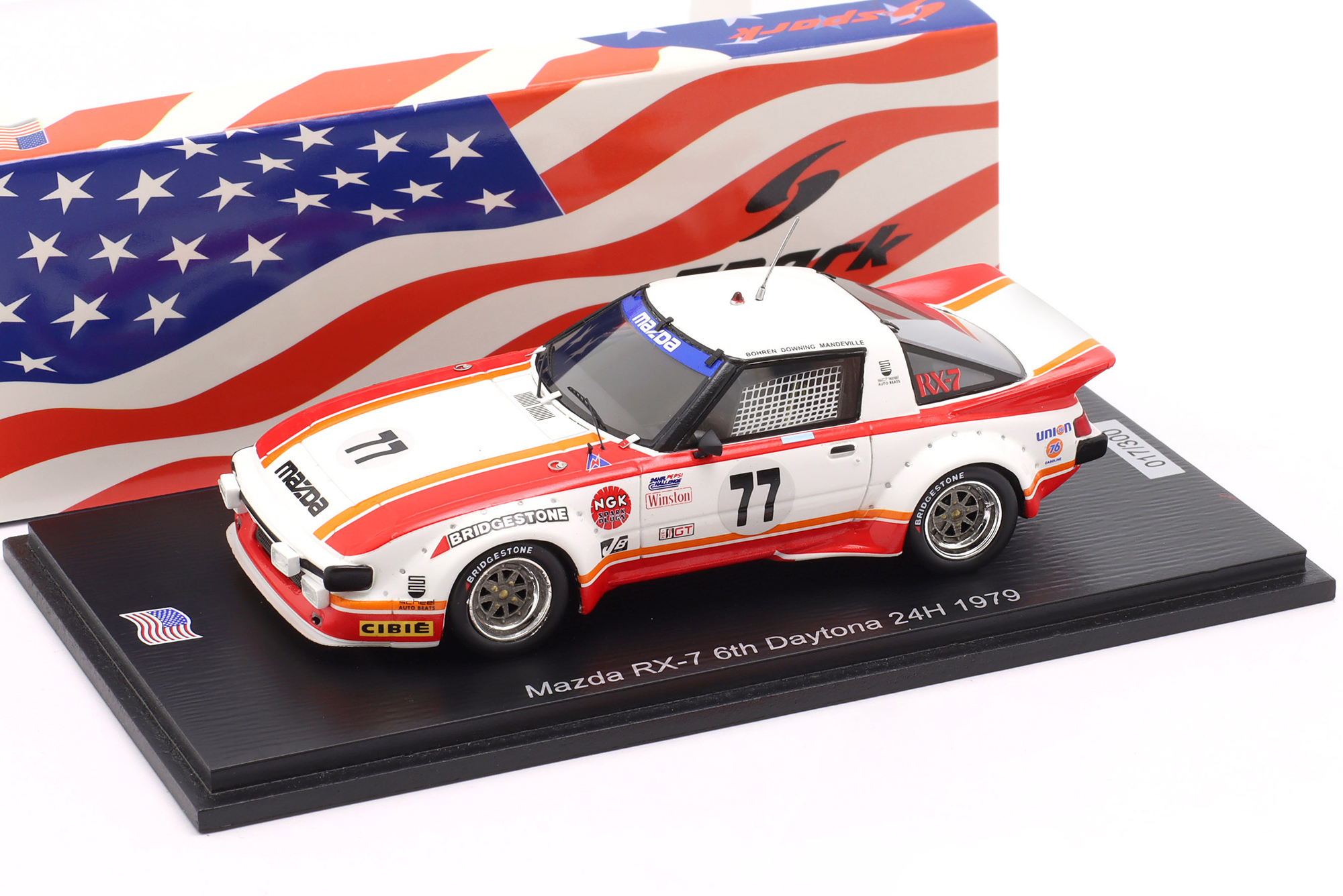 MAZDA RX-7 #77 6TH 24H DAYTONA 1979 MAZDA TECHNICAL CENTER / МАЗДА RX-7 6 МЕСТО 24 ЧАСА ДАЙТОНА ТЕЧНИКАЛ КЕНТЕР БЕЛЫЙ КРАСНЫЙ