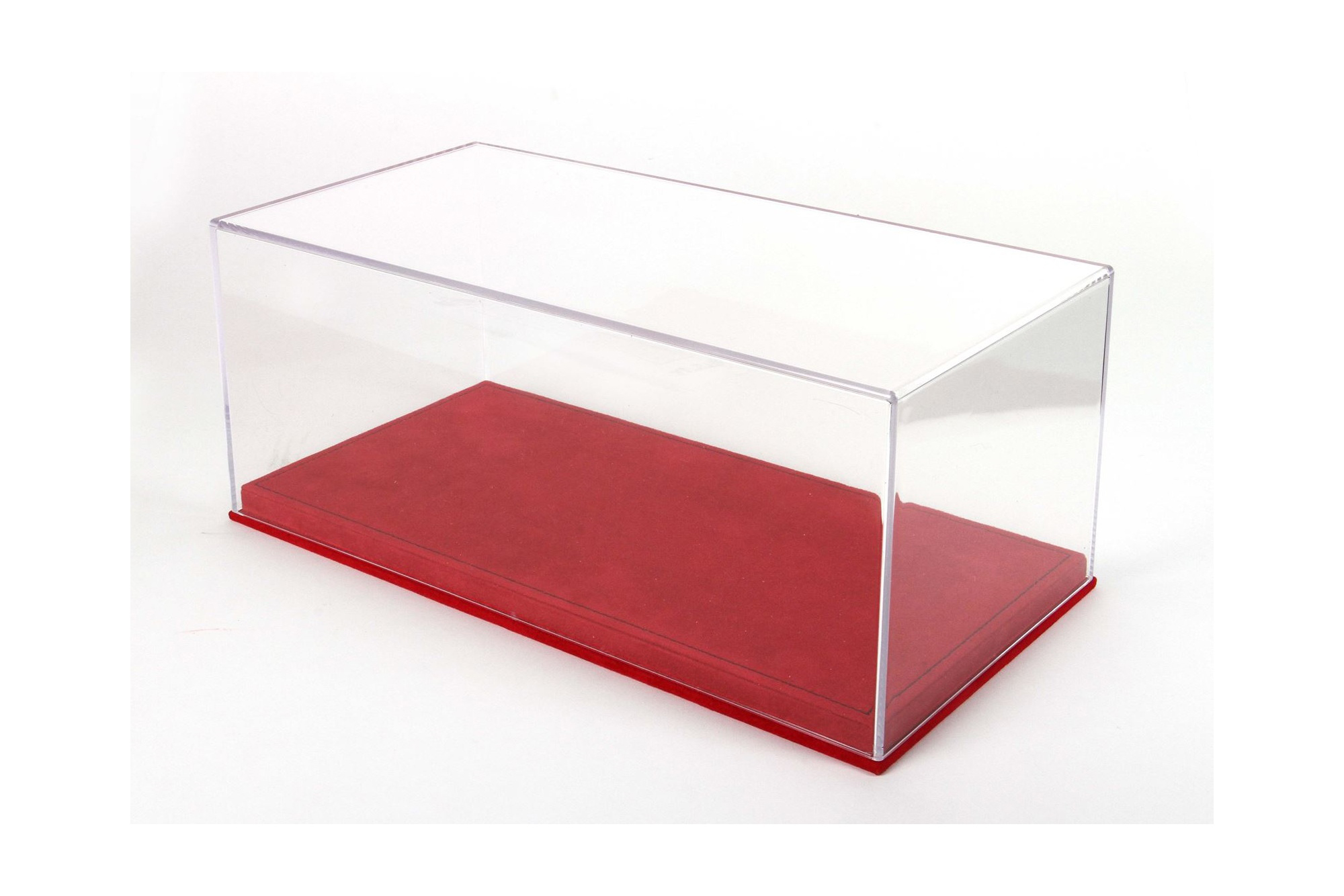 DISPLAY CASE WITH RED ALCANTARA BASE BLACK STITCHING / БОКС ББР 1:1
