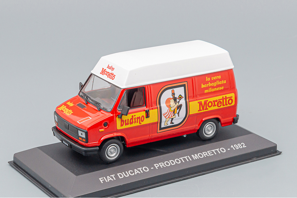 FIAT DUCATO VAN (1982) - PRODOTTI MORETTO LA VERA BARBAGLIATA MILANESE, RED WHITE