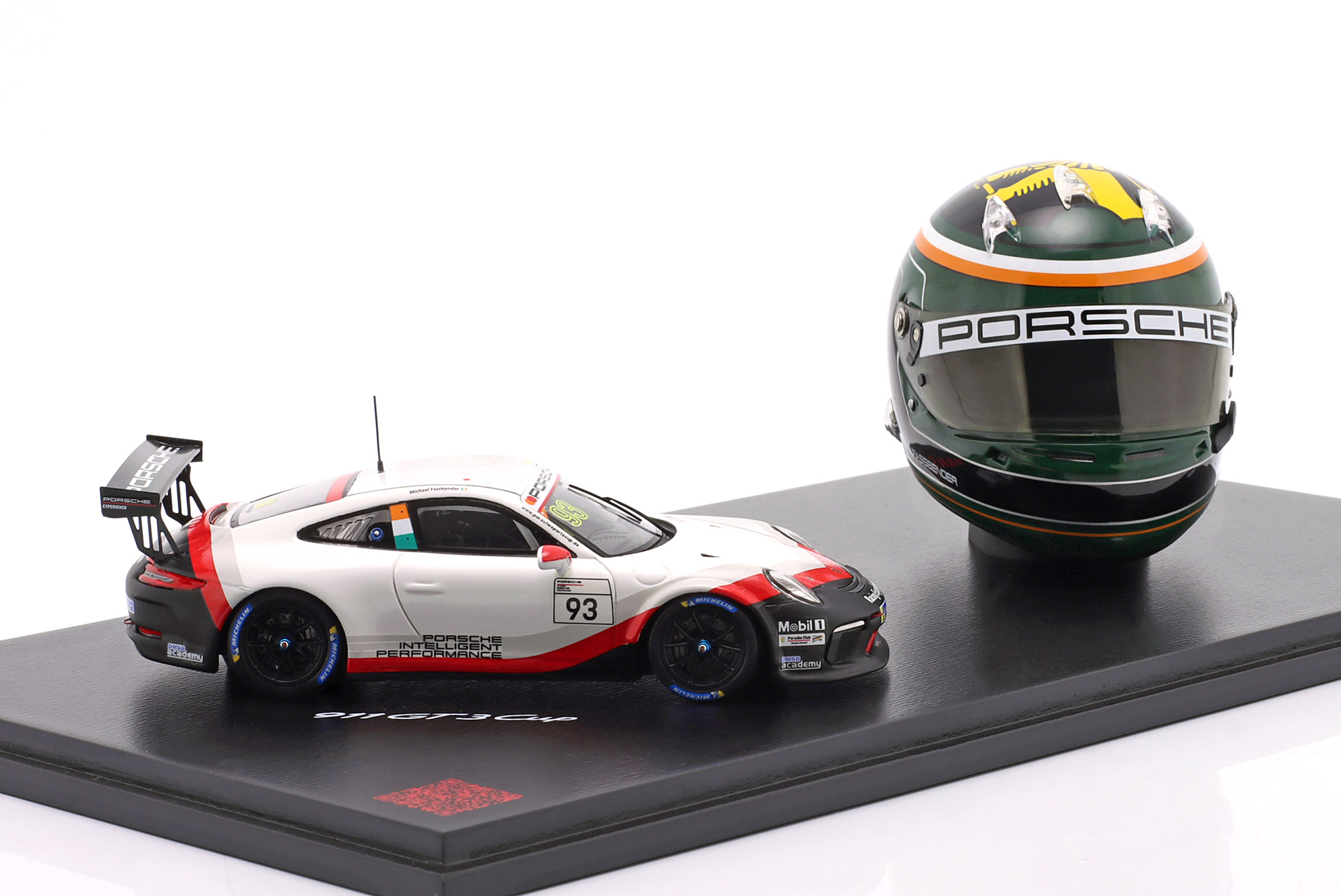 SET: PORSCHE 911 GT3 CUP #93 WITH HELMET MICHAEL FASSBENDER / 1:5 / НАБОР ПОРШЕ 911 ГТ3 КУП ШЛЕМ МИЧАЕЛ ФАССБЕНДЕР 1 5