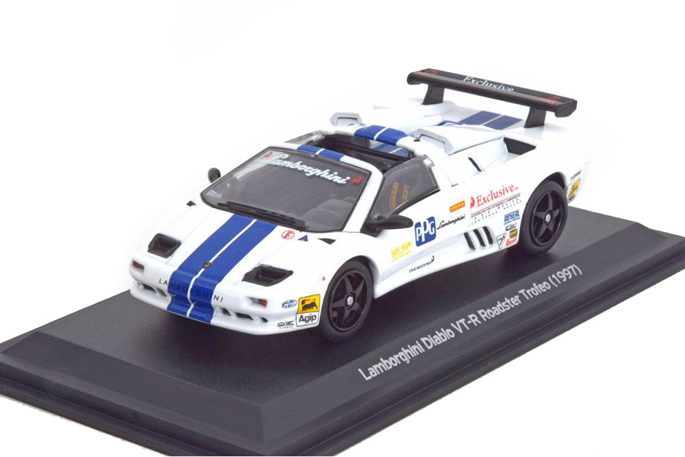 LAMBORGHINI DIABLO VT R ROADSTER TROFEO 1997 WHITE/BLUE