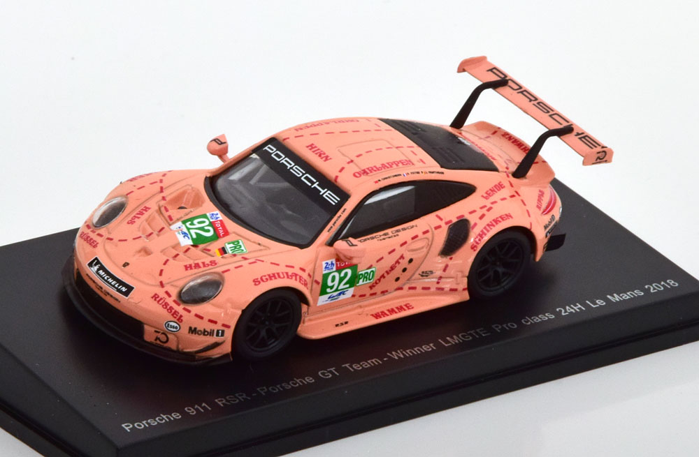 PORSCHE 911 (991) RSR WINNER LMGTE PRO CLASS 24H LE MANS 2018 PINK PIG TRIBUTE (ДЛИНА МОДЕЛИ 6-10 СМ)
